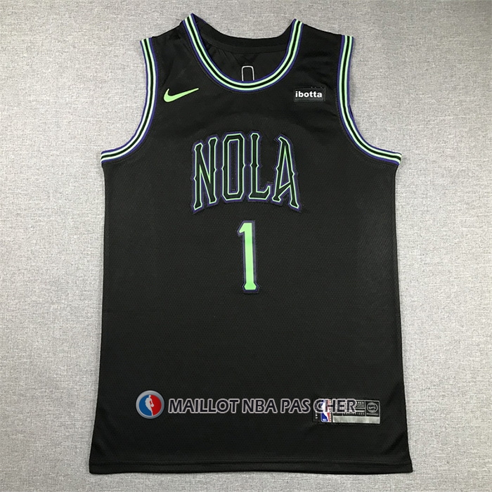 Maillot New Orleans Pelicans Zion Williamson NO 1 Ville 2023-24 Noir